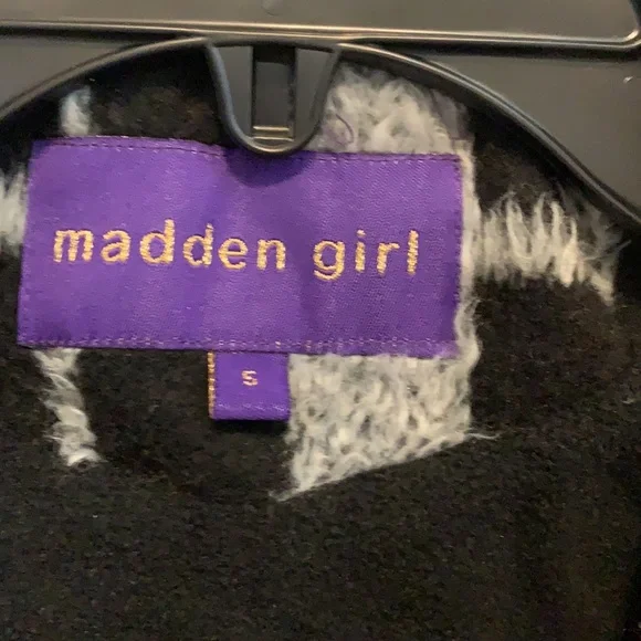 Madden Girl Kids Winter Coat Jacket Hoodie Black White 5 Toddler - Picture 5 of 7